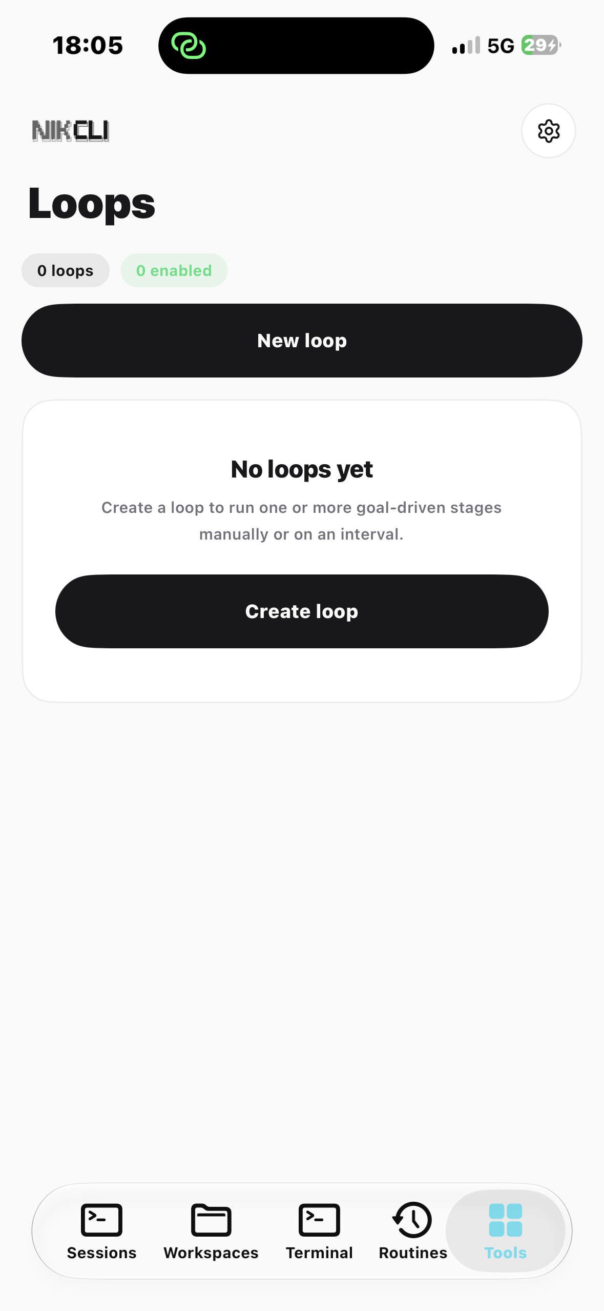 Loops tab empty state