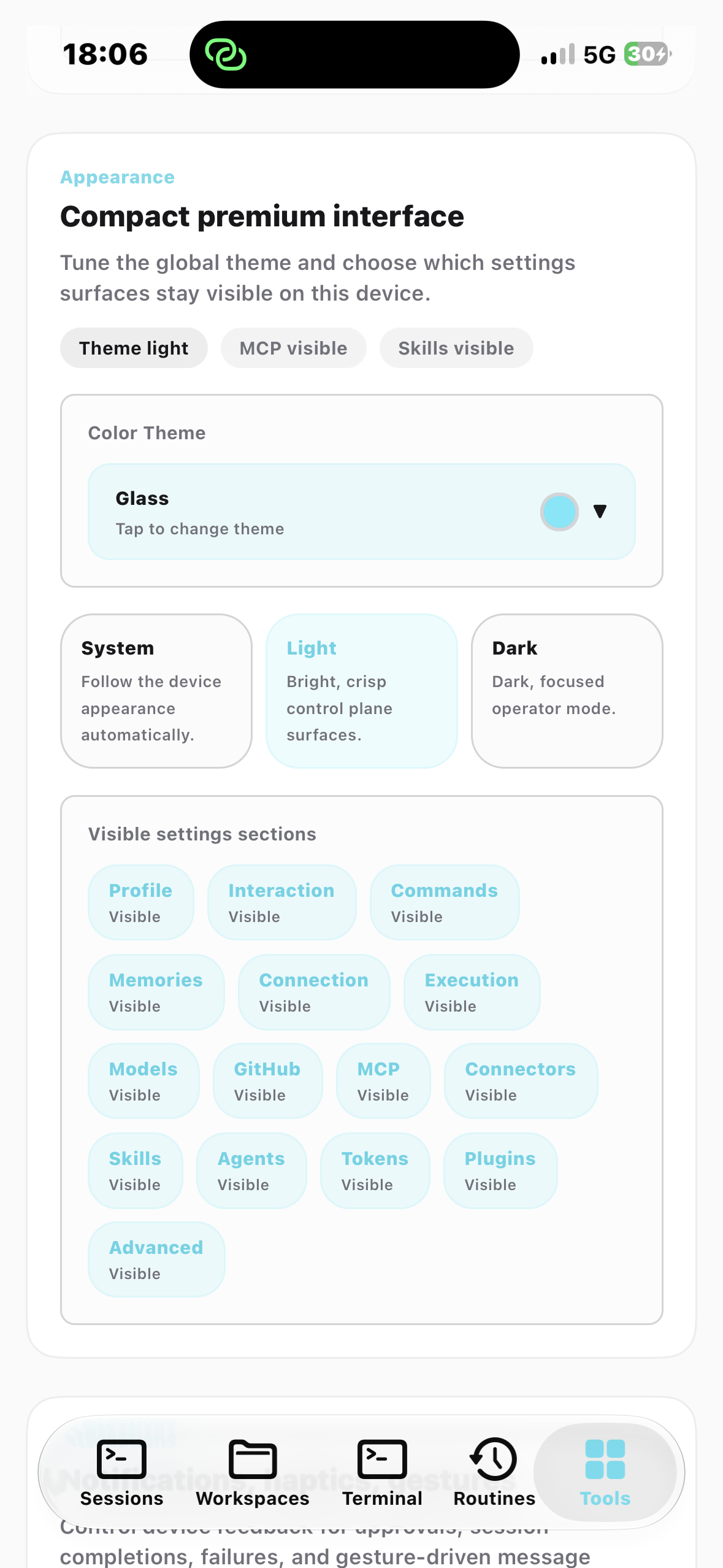 Appearance and theme picker